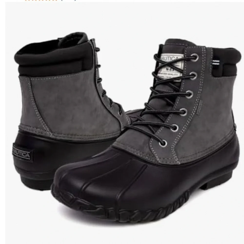 Nautica‎ Manning Mens Charcoal Black Waterproof Duck Boots FU0021 Size 10 NEW